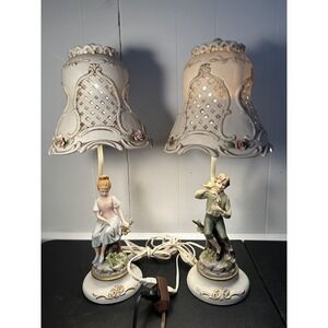 Lennile Ardelt Boy and Girl Porcelain Lamps‎ Pair